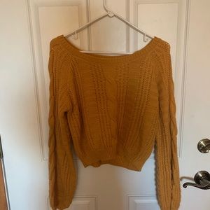 Cropped boatneck sweater.
